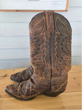 Dan Post Womens 8 Brown Distressed Leather Western Cowboy Boots Snip Toe